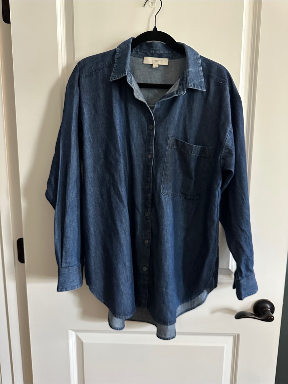 LOFT Chambray Everyday Oversized Pocket Shirt